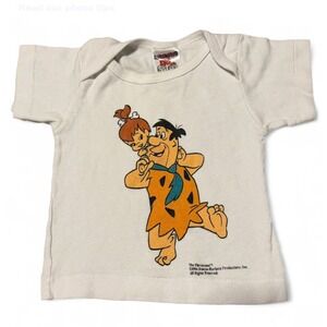 Vintage 1994 Flintstones Fred & Pebbles Baby T Shirt Hanna Barbera Size 12M